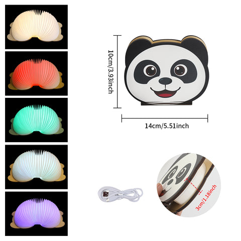 Goeco Lampada da libro pieghevole a LED, luci notturne a forma di panda multicolore, lampada pieghevole pieghevole ricaricabile tramite USB
