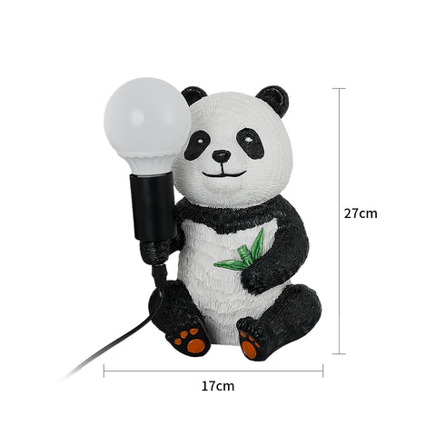 Lampade da tavolo di design Panda in resina, luce notturna creativa moderna con cavo di collegamento, lampada da scrivania a LED con animali