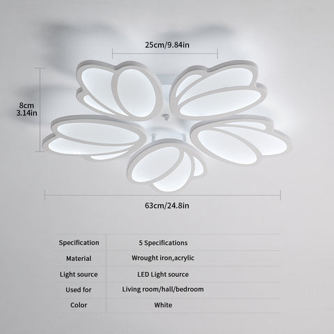 Plafoniera a LED, moderna lampada da soffitto a LED Petal, lampada a sospensione bianca 60W 5600LM, luce bianca 6000K, plafoniera a LED per soggiorno, cucina, camera da letto, sala da pranzo, Ø63cm 