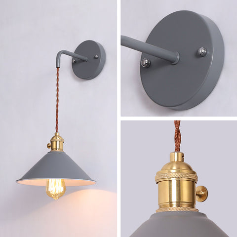 Lampada da parete dimmerabile plug-in per camera da letto in stile nordico Candela macaron Semplice scala creativa europea corridoio con interruttore a parete grigio chiaro (lampadina non inclusa)