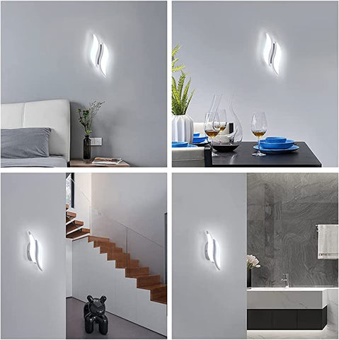 Applique da parete a LED per interni, moderna lampada da parete 20W 2300LM, lampada da parete in acrilico per soggiorno, camera da letto, scale, luce bianca fredda 6500K, colore bianco