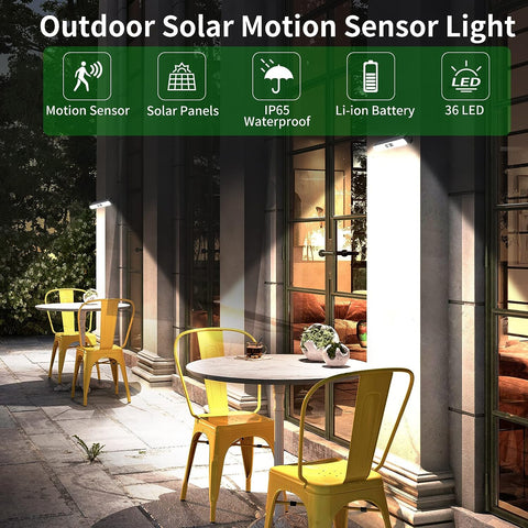 Lampada da parete a LED con sensore di movimento per esterni a luce solare Bianco freddo 6000K per cortile giardino corridoio terrazza vicino al muro percorso patio villa
