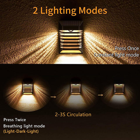 Lampada da parete a LED per esterni da 4 pezzi, lampada da parete solare per cortile, giardino, corridoio, terrazza, vicino a parete, patio, villa 
