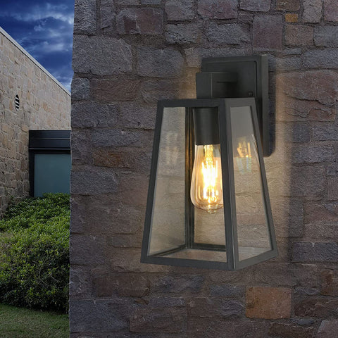 Lampada da parete per esterno, Lampada da parete per esterno E27 IP65, Paralume in vetro, Lampada da parete per decorazione esterna vintage per cortile, giardino, terrazza, villa, corridoio (Senza lampadina)