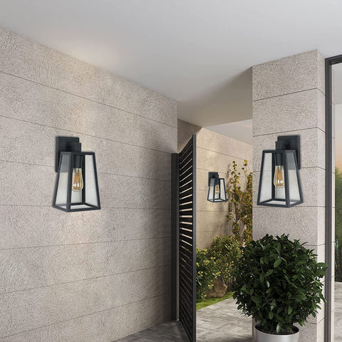 Lampada da parete per esterno, Lampada da parete per esterno E27 IP65, Paralume in vetro, Lampada da parete per decorazione esterna vintage per cortile, giardino, terrazza, villa, corridoio (Senza lampadina)