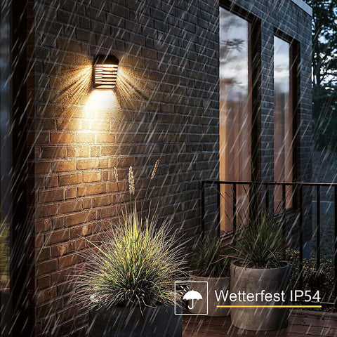 Lampada da parete a LED per esterni da 4 pezzi, lampada da parete solare per cortile, giardino, corridoio, terrazza, vicino a parete, patio, villa 