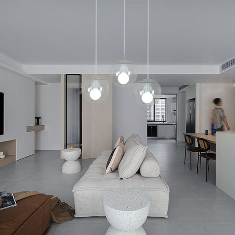 Goeco E27 Lampadario a sospensione a sfera in vetro Lampada a sospensione a goccia in vetro trasparente Portalampada nero, vetro, 20 cm