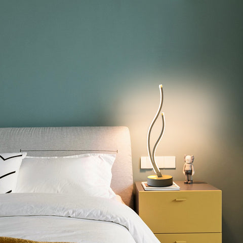 Lampada da tavolo a LED Lampada da tavolo minimalista in acrilico, Lampada da tavolo di design a LED in metallo Camera da letto ondulata Illuminazione soffusa ILLUMINAZIONE Occhio
