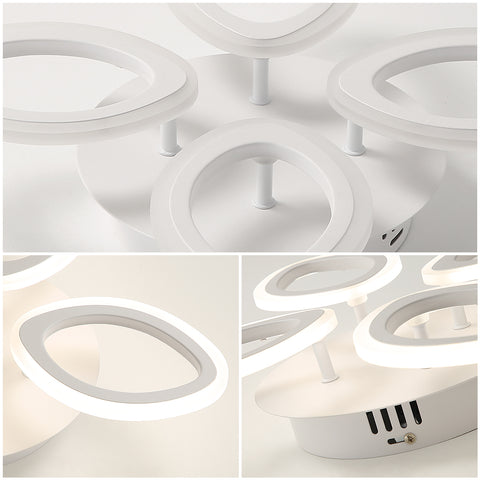 Moderna plafoniera a LED dimmerabile da 40 W, lampada da soffitto a forma di fiore, lampadario a petalo in metallo acrilico con telecomando, adatta per camere da letto, scale, corridoi, balconi, corridoi (4 luci) 