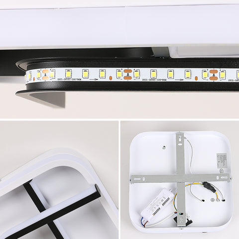 Plafoniera moderna quadrata, plafoniera a led con geometria in bianco e nero da 24 cm, plafoniera a led in acrilico a luce bianca fredda 23W 6000K, per balcone corridoio camera da letto soggiorno