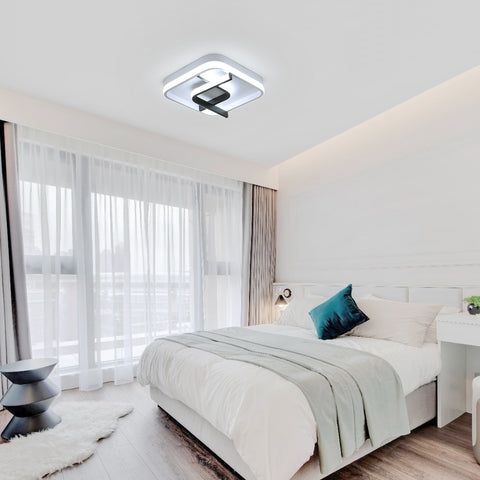 Plafoniera moderna quadrata, plafoniera a led con geometria in bianco e nero da 24 cm, plafoniera a led in acrilico a luce bianca fredda 23W 6000K, per balcone corridoio camera da letto soggiorno