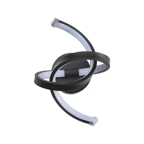 Applique da parete per interni, lampade da parete a LED da 19 W dal design curvo, moderna lampada da parete in acrilico per camera da letto, soggiorno, hotel, scale, corridoio, colore nero, luce bianca fredda