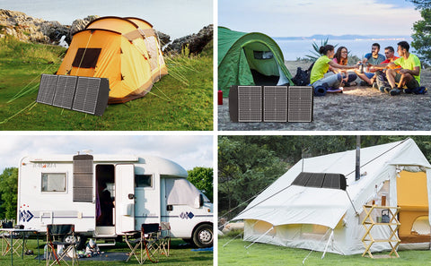 Kit pannello solare pieghevole portatile monocristallino da 100 W con 3 porte USB per esterno