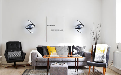 Applique da parete per interni, lampade da parete a LED da 19 W dal design curvo, moderna lampada da parete in acrilico per camera da letto, soggiorno, hotel, scale, corridoio, colore nero, luce bianca fredda