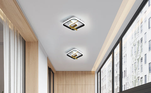 Plafoniera moderna a LED 23W Plafoniera quadrata 6000K (luce bianca fredda), lampada da soffitto in acrilico adatta per bagno, cucina, soggiorno, camera da letto (oro nero)