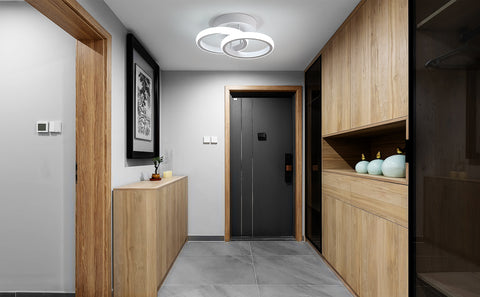 Plafoniera a LED dal design moderno, anelli in alluminio con 2 pannelli LED, 19 W 1400 lm, luce bianca fredda 6500 K per soggiorno e cucina