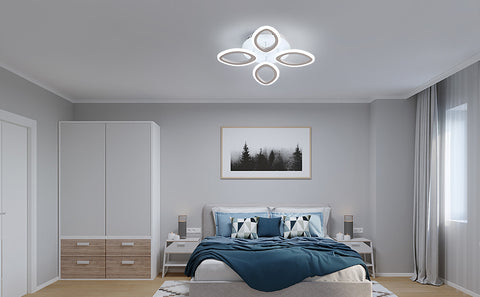 Moderna plafoniera a LED dimmerabile da 40 W, lampada da soffitto a forma di fiore, lampadario a petalo in metallo acrilico con telecomando, adatta per camere da letto, scale, corridoi, balconi, corridoi (4 luci) 