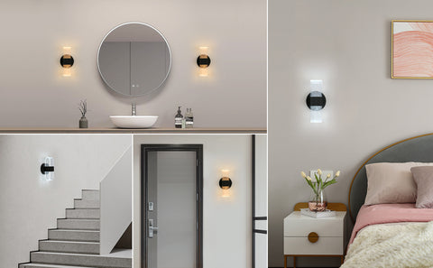 Lampada da parete a LED, lampada da parete moderna a LED dimmerabile, lampada da parete per interni in acrilico ovale nero da 10 W per il corridoio del comodino della camera da letto, 3000-6500K