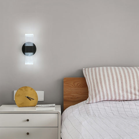 Lampada da parete a LED, lampada da parete moderna a LED dimmerabile, lampada da parete per interni in acrilico ovale nero da 10 W per il corridoio del comodino della camera da letto, 3000-6500K