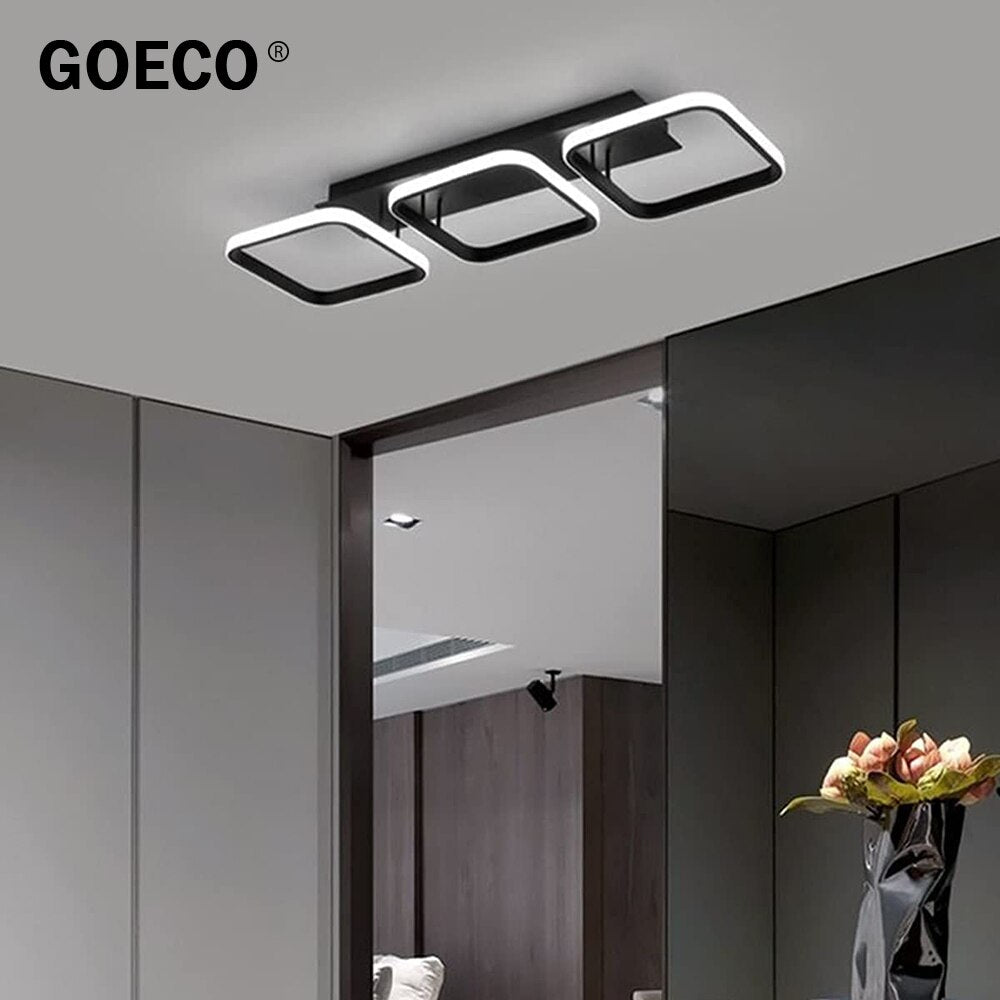 Plafoniera LED da 45W, Plafoniera Semplice e Geometrica, Plafoniera Creativa in Metallo Quadrato, Adatta per Soggiorno, Camera da Letto, Sala da Pranzo, Luce Bianca Fredda 6000K (Nero)