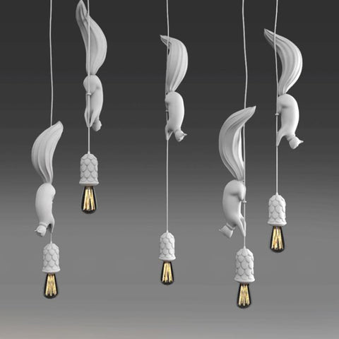 Lampada a sospensione moderna a sospensione a LED in resina scoiattolo nordico per camera da letto Nursery Decor Apparecchio di illuminazione industriale