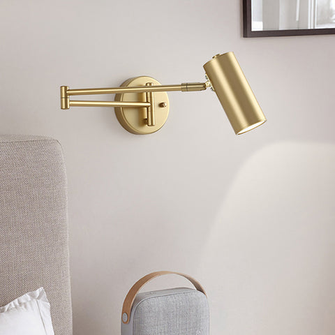 Lampada da parete moderna a LED con braccio lungo regolabile dorato Lampada da parete nordica per illuminazione da comodino soggiorno camera da letto