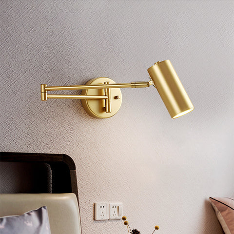 Lampada da parete moderna a LED con braccio lungo regolabile dorato Lampada da parete nordica per illuminazione da comodino soggiorno camera da letto