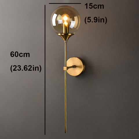 Lampada da parete moderna nordica in vetro E14 Lampada da parete a sfondo LED oro per cucina Bagno Apparecchio di illuminazione per interni Decorazioni per la casa (Ambra)