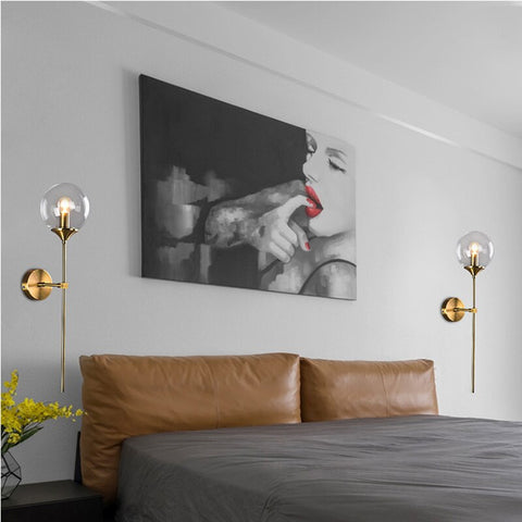 Lampada da parete moderna nordica in vetro E14 Lampada da parete a sfondo LED oro per cucina Bagno Apparecchio di illuminazione per interni Decorazioni per la casa (Grigio fumé)