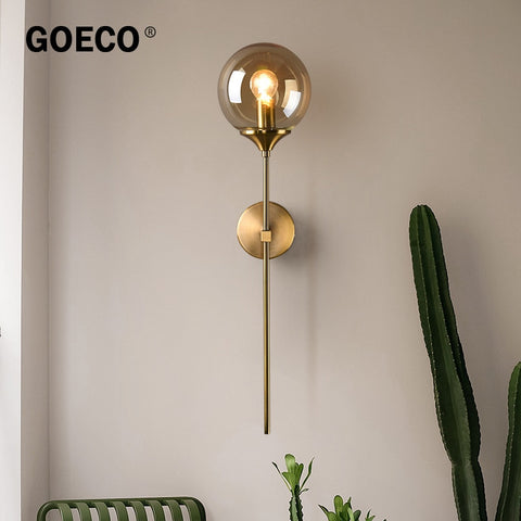 Lampada da parete moderna nordica in vetro E14 Lampada da parete a sfondo LED oro per cucina Bagno Apparecchio di illuminazione per interni Decorazioni per la casa (Grigio fumé)