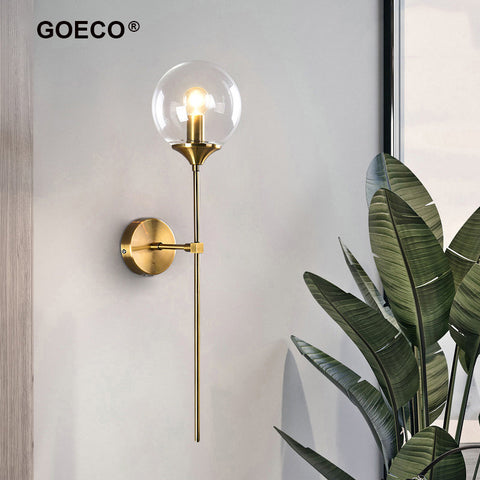 Lampada da parete moderna nordica in vetro E14 Lampada da parete a sfondo LED oro per cucina Bagno Apparecchio di illuminazione per interni Decorazioni per la casa (Ambra)