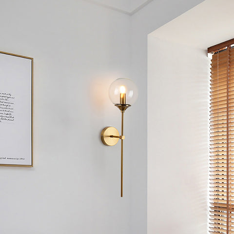 Lampada da parete moderna nordica in vetro E14 Lampada da parete a sfondo LED oro per cucina Bagno Apparecchio di illuminazione per interni Decorazioni per la casa (Ambra)