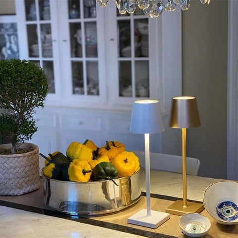Lampada da tavolo portatile ricaricabile Lampada da comodino moderna Bianco caldo 3000K per sala da pranzo Camera da letto Campeggio Balcone Esterno Grigio