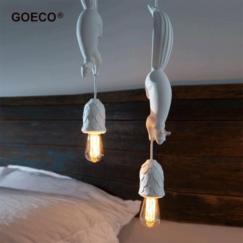 Lampada a sospensione moderna a sospensione a LED in resina scoiattolo nordico per camera da letto Nursery Decor Apparecchio di illuminazione industriale