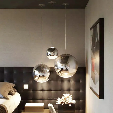 Lampadario moderno in vetro sferico con base E27 per soggiorno, camera da letto, sala da pranzo, ufficio, bar, caffetteria