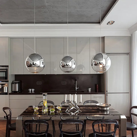 Lampadario moderno in vetro sferico con base E27 per soggiorno, camera da letto, sala da pranzo, ufficio, bar, caffetteria