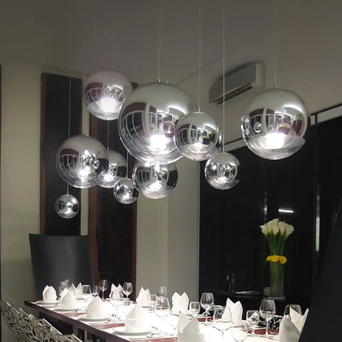 Lampadario moderno in vetro sferico con base E27 per soggiorno, camera da letto, sala da pranzo, ufficio, bar, caffetteria