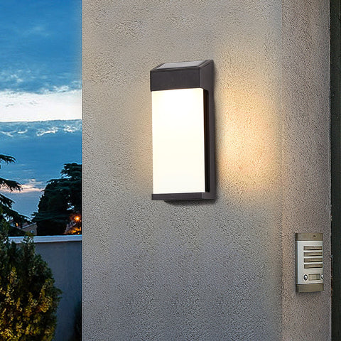 Lampada da parete solare, lampada da parete in metallo, luce solare nera con controllo della luce