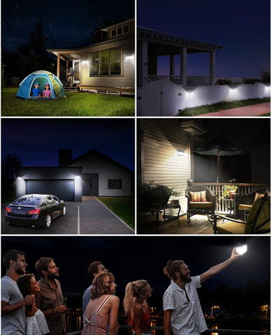 Lampada da parete solare da esterno, 2 pezzi, con sensore di movimento, 160 LED, bianco freddo 6000 K, per cortile, giardino, corridoio, terrazza, vicino al muro, patio, villa 