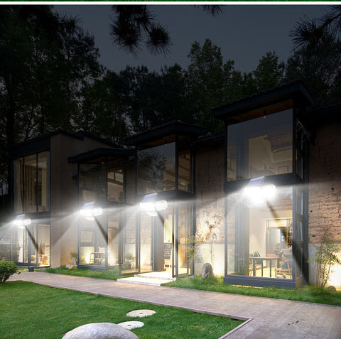 Lampada Solare da Esterno Sensore di Movimento, Luce Solare da Esterno 4 Teste 278 LED IP65 Proiettore Solare da Esterno Impermeabile con Telecomando 3 Modalità Faretto LED Solare per Giardino