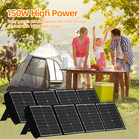 Pannello solare pieghevole Pannello solare portatile da 150 W per la maggior parte dei generatori solari, computer portatili con centrali elettriche, telefoni cellulari, attività all'aperto, campeggio