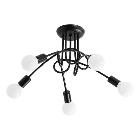 Plafoniera industriale, lampadario in metallo Edison a 5 luci, illuminazione a soffitto retrò, lampade da soffitto nere, per soggiorno, camera da letto, cucina 