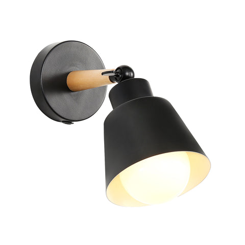 Lampade da parete per interni retrò, lampada da parete industriale vintage E27, faretti da parete in metallo e legno per camera da letto, balcone, corridoio, cucina, scale (nero)