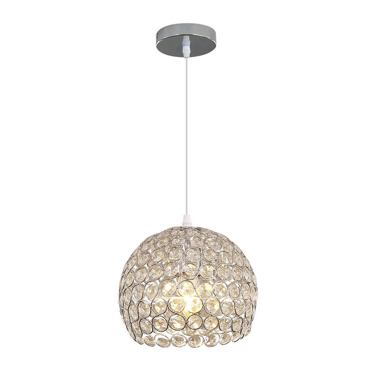 Lampadario moderno in cristallo Lampadario moderno Lampada a sospensione E27 Lampada a sospensione cromata con cavo regolabile da 120 cm Adatto per cucina, camera da letto, ufficio, soggiorno (lampadina non inclusa)