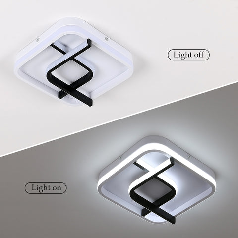 Plafoniera moderna quadrata, plafoniera a led con geometria in bianco e nero da 24 cm, plafoniera a led in acrilico a luce bianca fredda 23W 6000K, per balcone corridoio camera da letto soggiorno