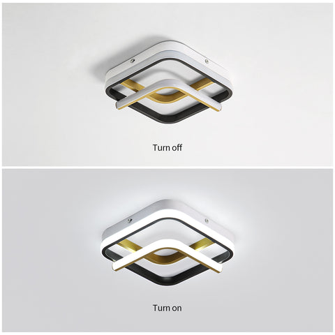 Plafoniera moderna a LED 23W Plafoniera quadrata 6000K (luce bianca fredda), lampada da soffitto in acrilico adatta per bagno, cucina, soggiorno, camera da letto (oro nero)
